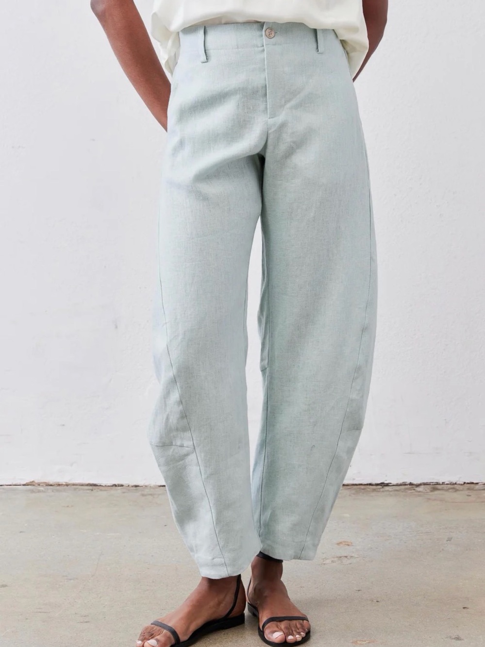 Ruti the Uptown Loose Linen Pants Light - Mint Color